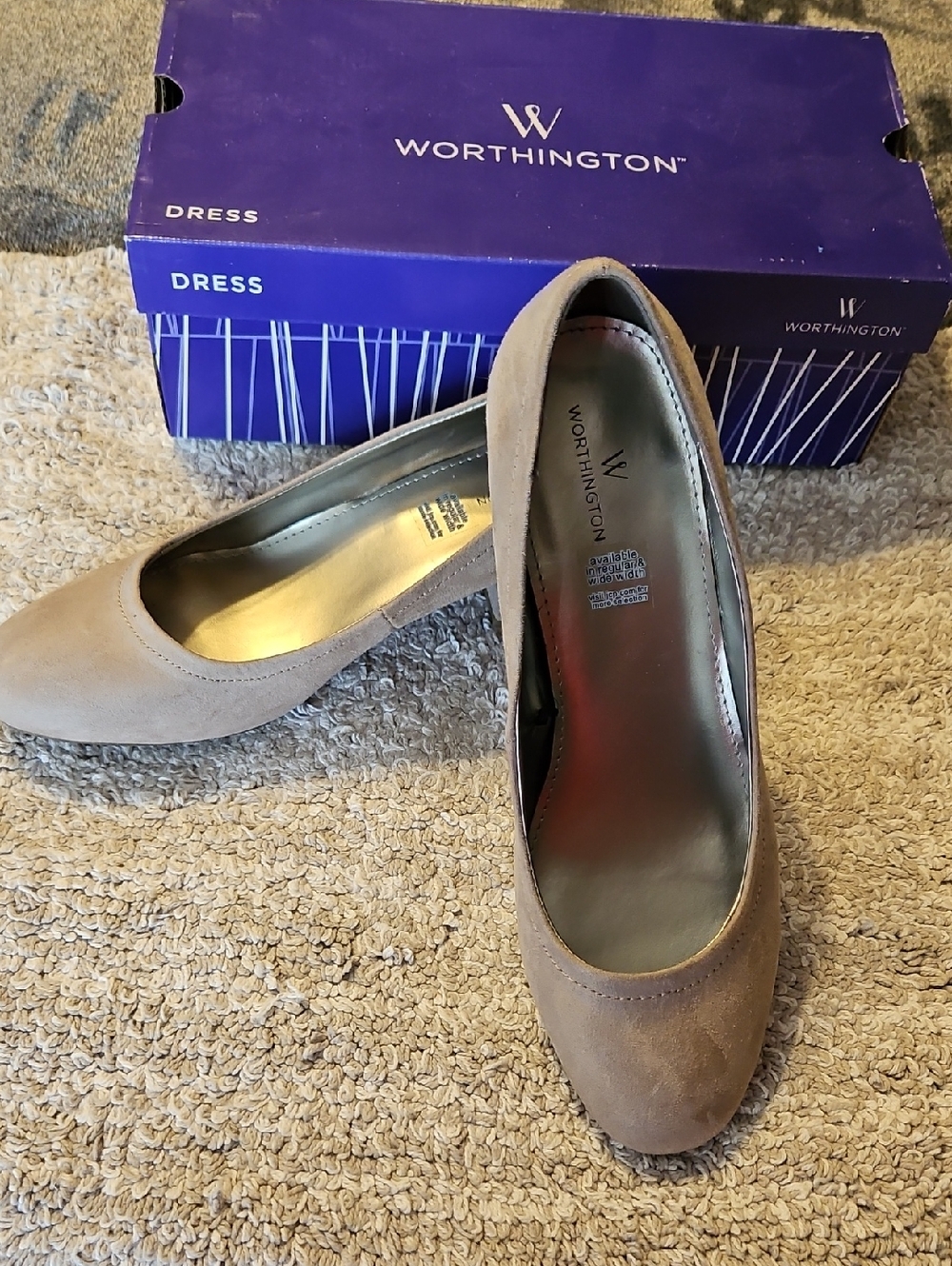 Worthington Taupe Suede Almond Toe Pumps